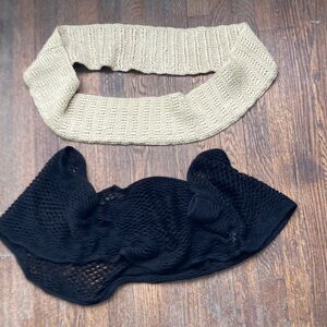 Beige and Black Knit Infinity Scarves